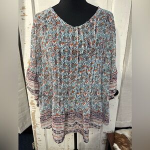 ONE WORLD Multicolor Paisley Top